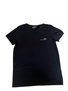 A.P.C. Small White Logo Black Tee